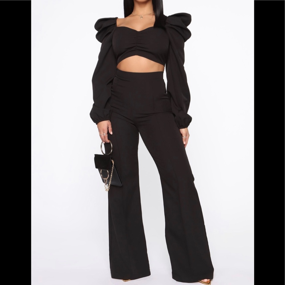 TWO PIECE FRONT RUCHING PANTS SUIT - Picture 1 of 10